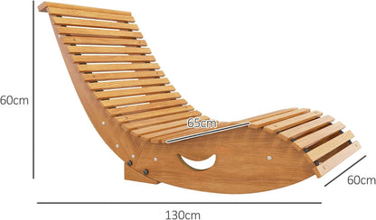 Schommelstoel – Schaukelliege – Tuinstoel – Relaxfauteuil – Loungestoel – Ergonomisch S-vormig Ontwerp – Hoogwaardig Teakhout 130x60x60 cm