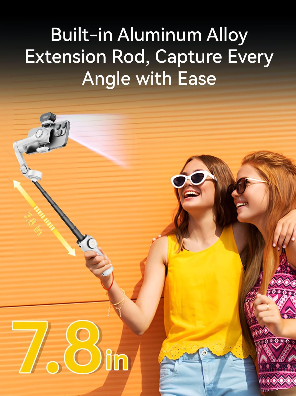 AOCHUAN Gimbal-stabilisator voor iPhone, telefoongimbal met AI-trackingsensor voor vlog-opname, 3-assige telefoongimbal met 7,8 inch verlengstang en OLED-display voor iPhone/Android-Smart X2 AI wit