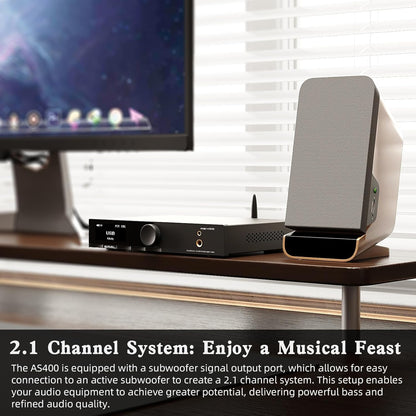 SMSL AS400 versterker DAC hoofdtelefoonversterker 165 W x2 2.1 kanalen MA5332MS MM Phono Amp Bluetooth 5.1 CS43131 MQA CD DAC voorversterker 4,4 mm / 6,35 mm RCA/BT/USB/Opt/Coax/Phono