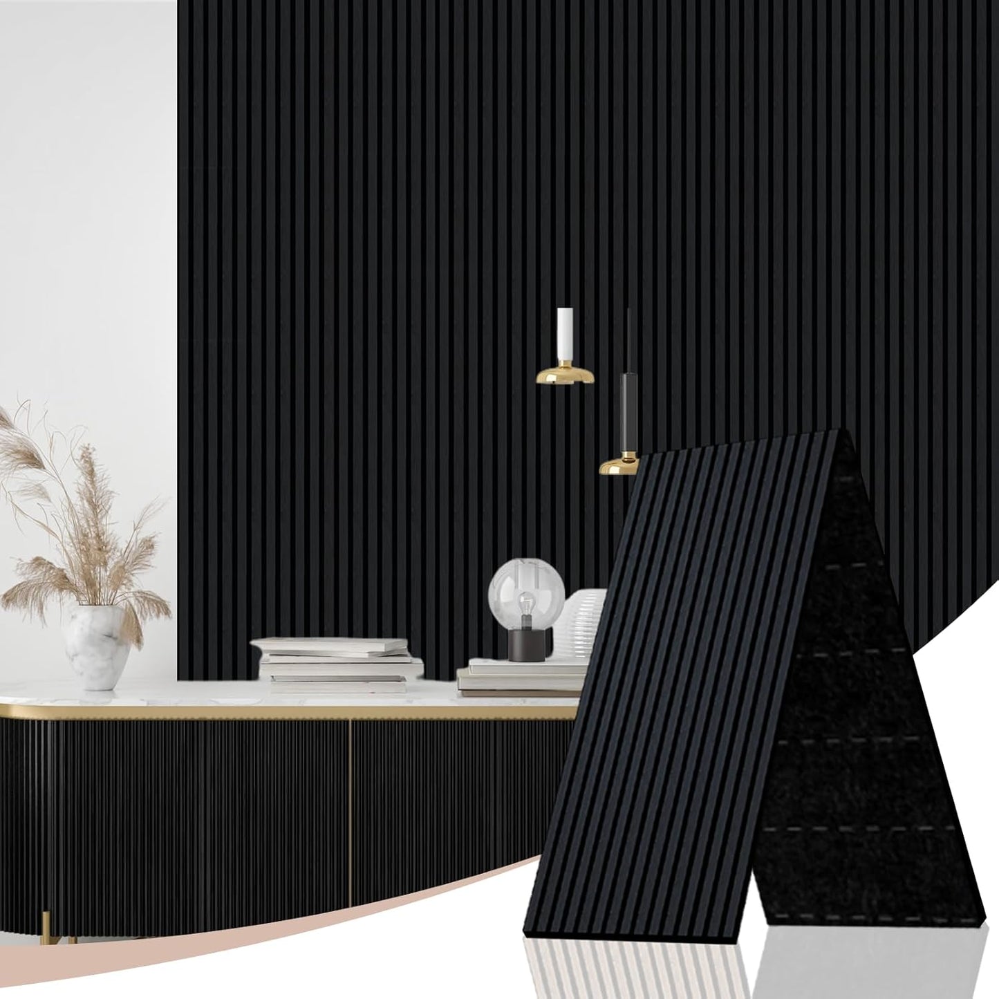 Akoestisch Houten Wandpaneel – Akoestisch Paneel – Houten Wandpaneel – Geluidsabsorberend Paneel – Akoestische Wandbekleding – 2400 x 600 mm, 2-Delig Opvouwbaar – MDF En Polyester Met Hoge Dichtheid, Geluidsabsorptie Tot 0,95
