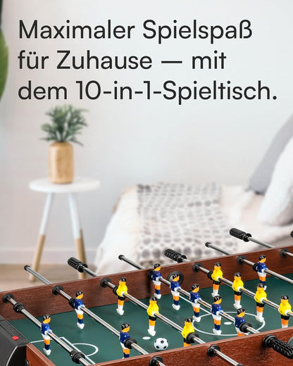 shelfmade Multifunctional Game Table, Children's Table Football, Wood, Convertible Pool Table, Mini Table Tennis Table - Multi Play Table for Adults - 10 Games in 1 - QUORE
