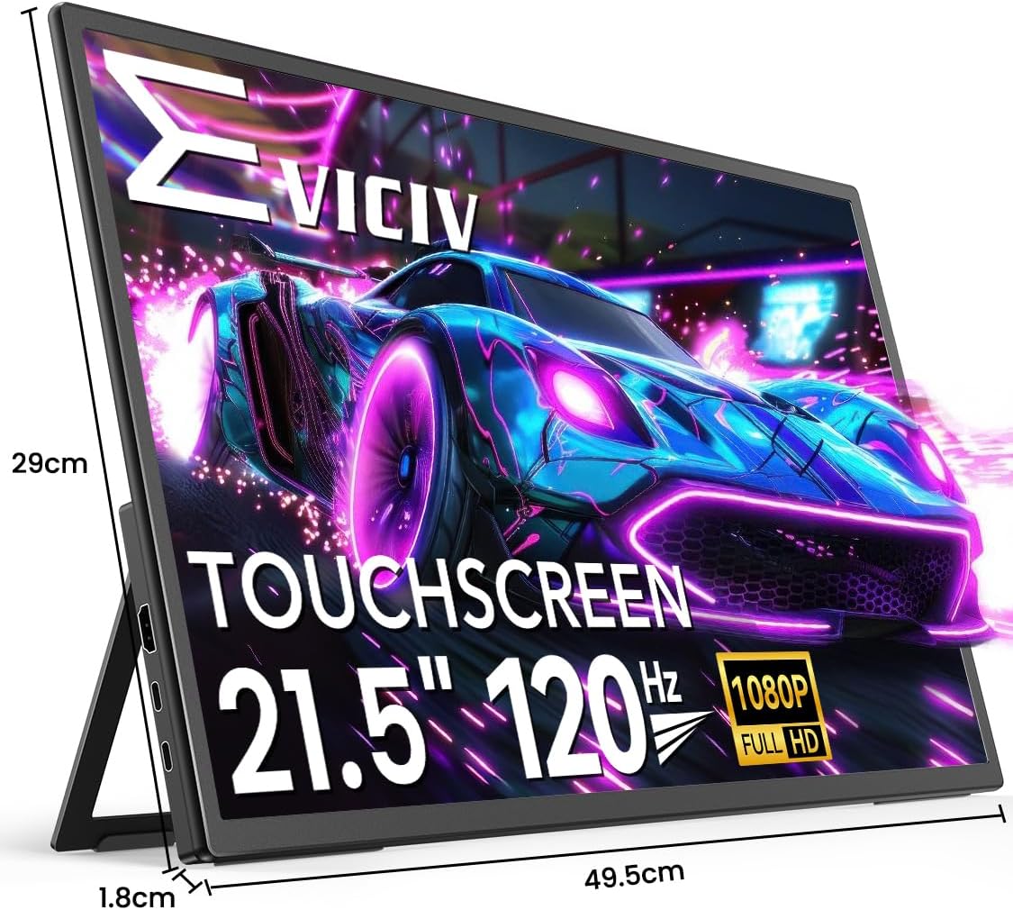 EVICIV Draagbare Monitor Touchscreen 21.5 Inch 120Hz Draagbare Display Gaming 1080P 2000:1 IPS Mobiele Screen USB C HDMI voor Laptop PC Mobiele Telefoon