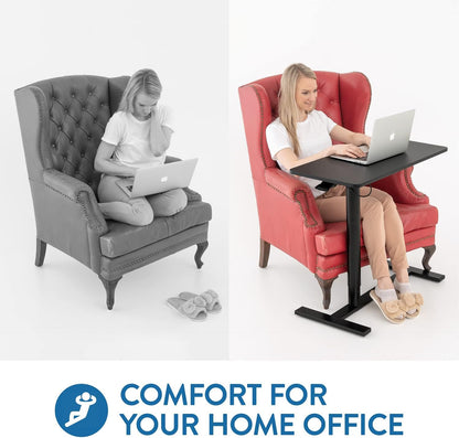 Tatkraft Bliss Airlift Pneumatisch Zit-Staand Laptopbureau met Wielen, Verstelbare Hoogte 73,7 – 114,3 cm Moeiteloos Gaslift Regeling, Mobiele Rolbare Laptopstandaard voor Thuiskantoor, Groot