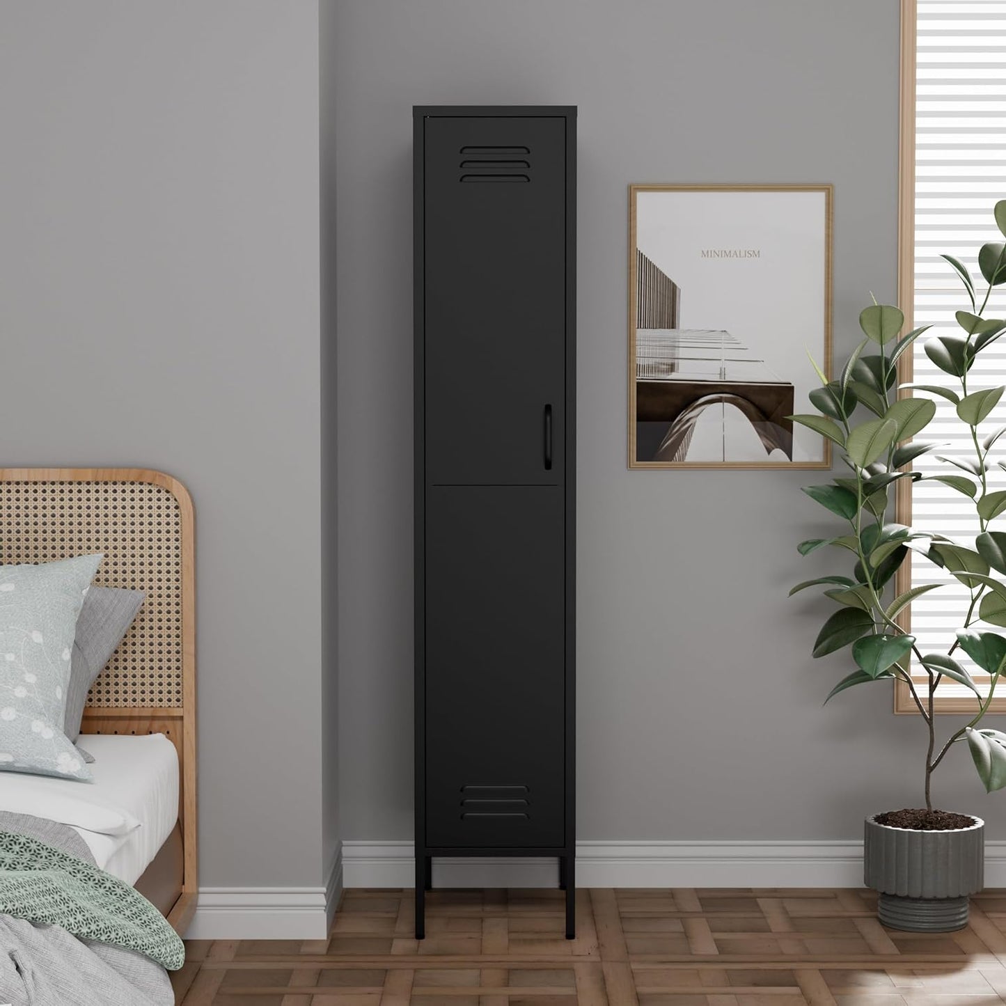 Locker Cabinet Metal 35x50x180cm / 90x50x180cm – Storage Cabinet with Adjustable Shelves, Steel Wardrobe/Wardrobe Industrial (Black, 35x50x180cm (LxWxH)) - QUORE