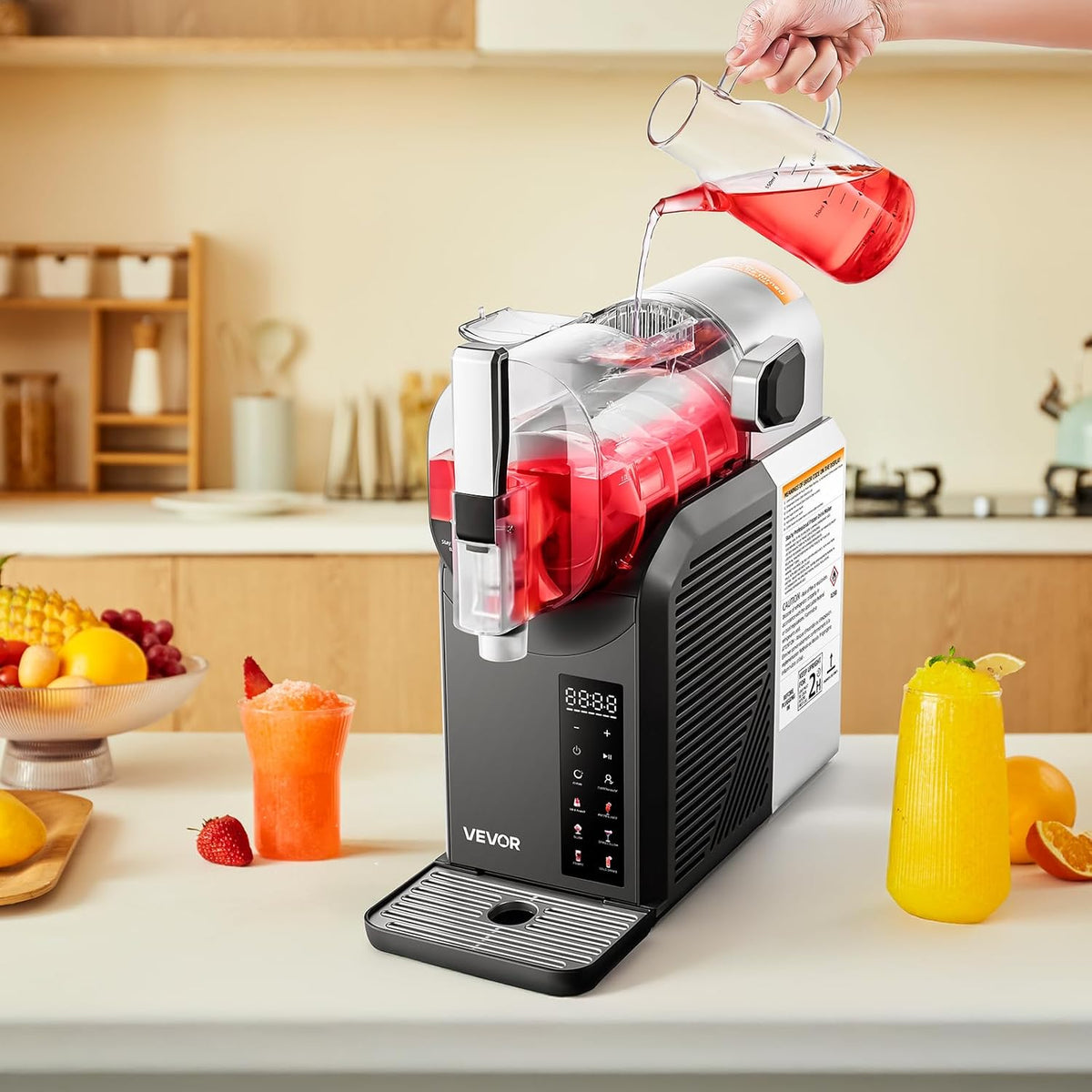 VEVOR - Slushie machine 2 l/68 oz, zonder ijs, slushie machine voor thuis, bevroren drankmachine met 6 vooraf ingestelde programma's, zelfreinigende madeliefjesmachine