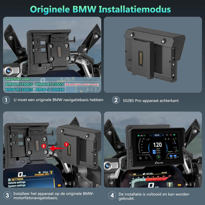 Carpuride W502BS für Motorrad CarPlay & Android Auto & Dual Bluetooth - 5 Zoll wasserdichter GPS-Navigation für Motorrad