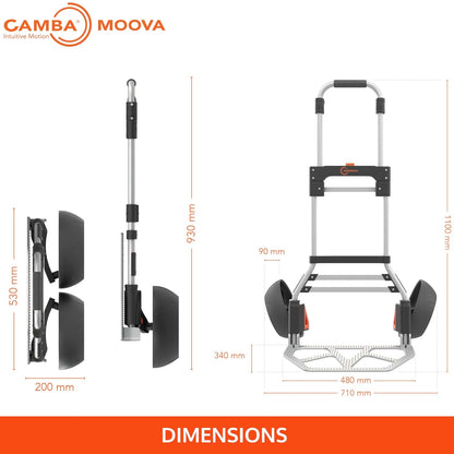 CAMBA Moova Hand Truck; Folding Cart and Dolly; Stair Climbing Wheel Technology; Heavy Duty 220lbs Load Capacity