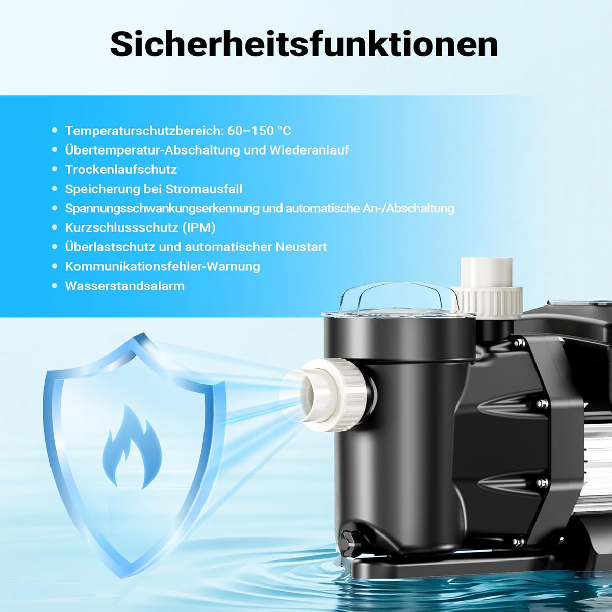 XPOtool zwembadpomp met variabele snelheid 1500W poolpomp 33.600 l/h circulatiepomp opvoerhoogte 18m