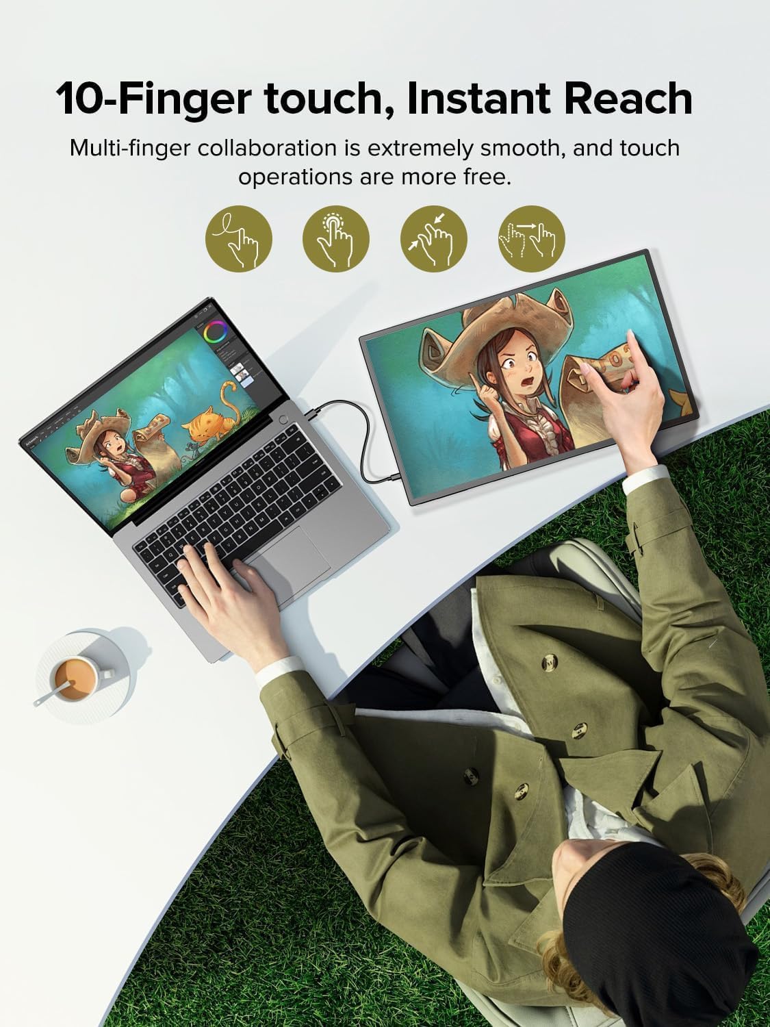 EVICIV Portable Monitor Touch Screen 18.5 Inch 120Hz Portable Display Gaming 1080P 1500:1 IPS Mobile Screen USB C Mini HDMI for Laptop/PC/Phone/Business/Work/Gaming - QUORE
