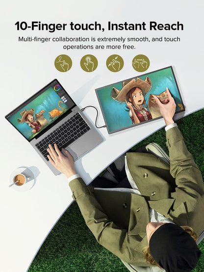 EVICIV Portable Monitor Touch Screen 18.5 Inch 120Hz Portable Display Gaming 1080P 1500:1 IPS Mobile Screen USB C Mini HDMI for Laptop/PC/Phone/Business/Work/Gaming - QUORE