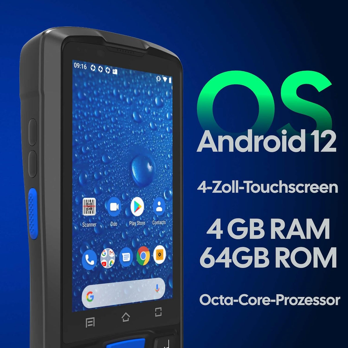 Mobiele Android Barcodescanner – Handterminal – Datacollector – Gegevensverzamelaar – PDA Scanner – Android 12 Met Toetsenbord – 1D/2D/QR-Scanner – NFC, 4G & Wifi