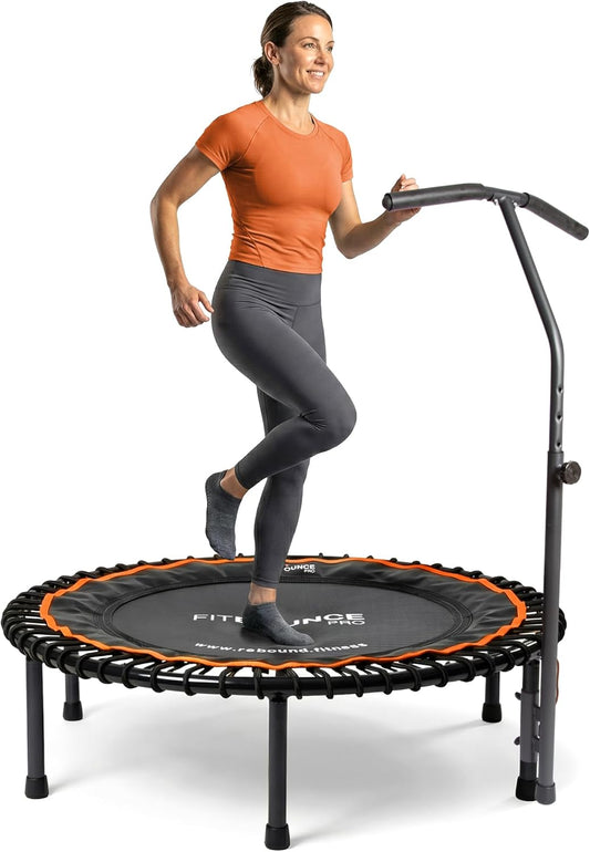 MXL FIT Bounce PRO Bungee Rebounder met T-Bar Handvat - Premium Indoor Mini Trampoline voor Volwassenen Stille Laag-Impact Bounce, Half-Opvouwbaar met Opvouwbare Stalen Poten & Draagtas - 101,6 cm