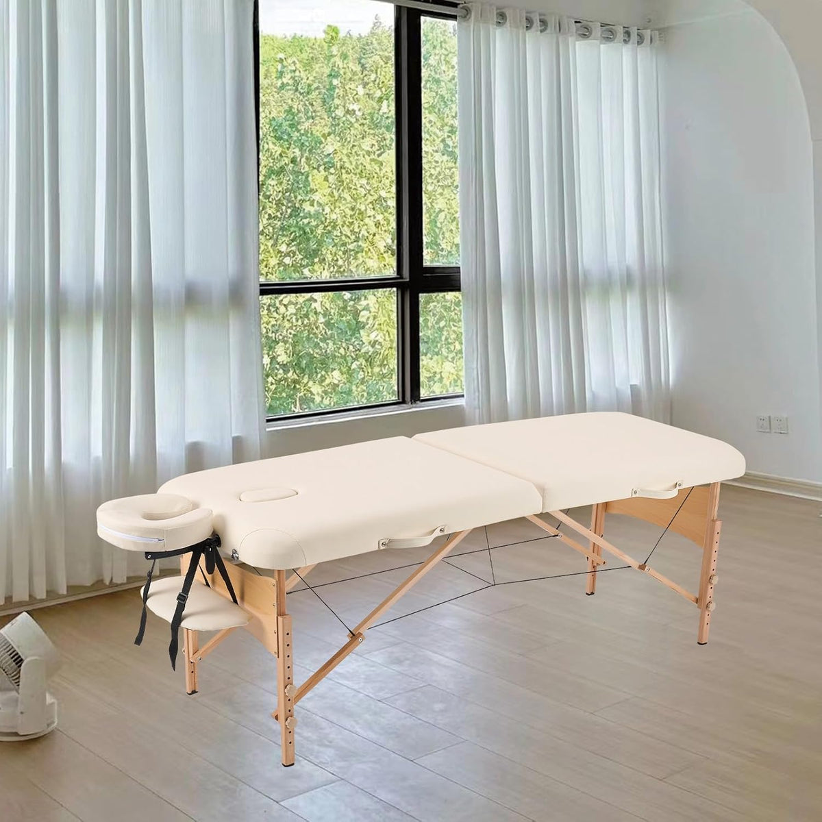 Massagetafel – Massagebed – Behandeltafel – Wimperbed – Tattoobed – Beige – Opvouwbaar – 70 Cm Breed