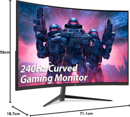 Z-Edge Gaming Monitor Curved 32'' 240Hz, 1ms, 1080P, FreeSync, Screen game LED 16:9, 1500R VA, 4000:1 Adjustable Tilt, 2×HDMI 2.0 & 2× DP 1.4, VESA(HDMI Cable Included)