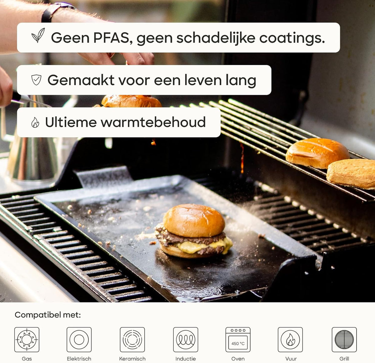 Gastrotools Zweedse Bakplaat Koolstofstaal 39x27cm – Natuurlijke Antiaanbaklaag, PFAS-vrij – Voor Binnen & Buiten – Oven, BBQ, Inductie & Gas – Hittebestendig tot 650°C (Large (62cm x 27cm))