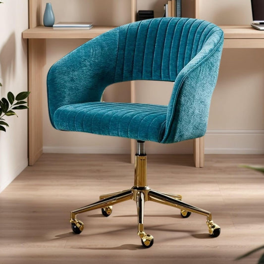 Bureaustoel – Office Chair – Werkstoel – Draaistoel – Stoel – Turquoise Kleur – Verstelbare Hoogte – Chenille Bekleding