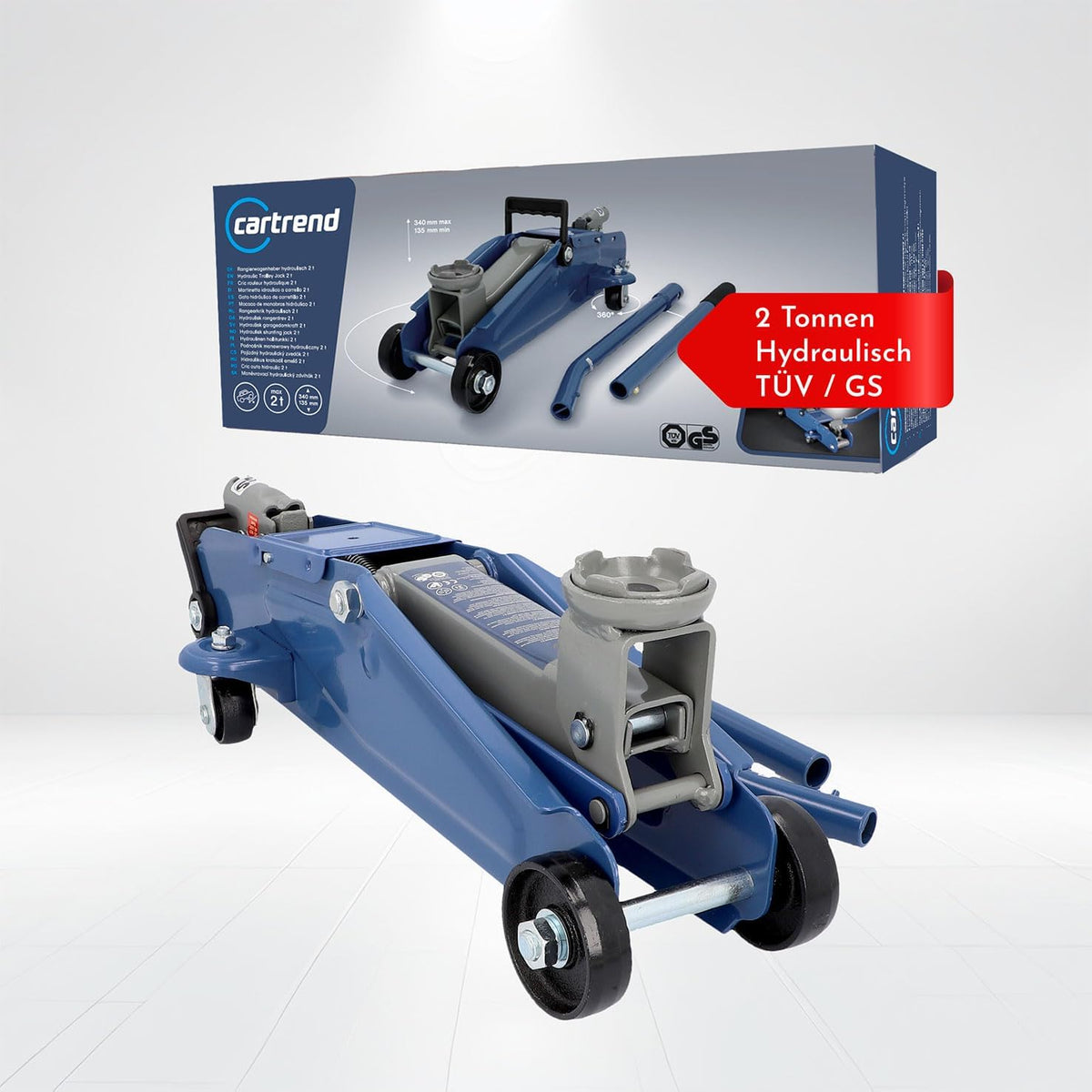 Cartrend Hydraulische krik, garagekrik voor SUV's en terreinwagens met Quicklift-functie, 2,5 ton