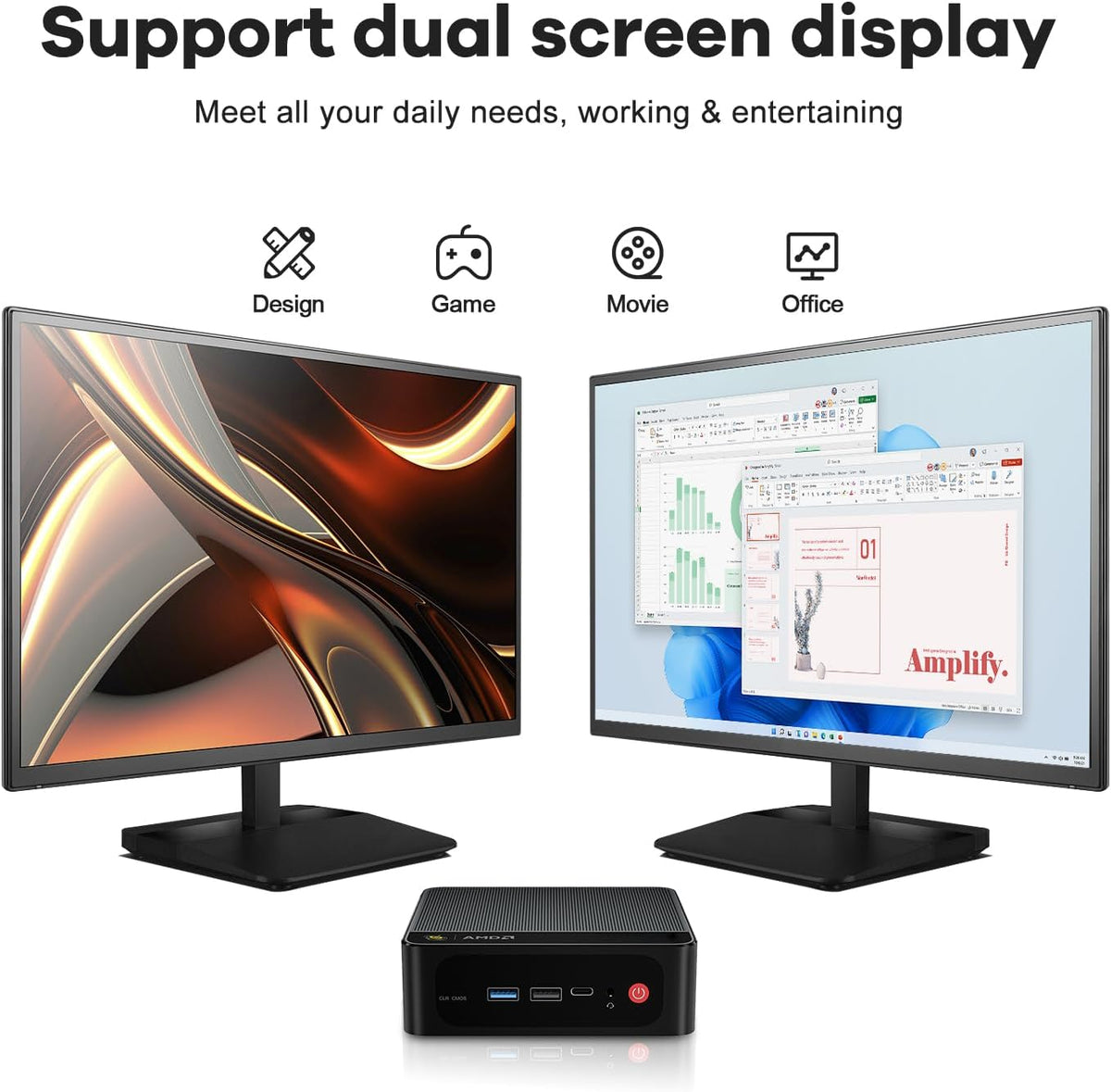 Mini PC – Mini Computer – Compact Pc – Kleine Pc – Desktop Pc – AMD Ryzen 5 5500U – 16GB DDR4 500GB NVMe SSD – Dual 4K Scherm Ondersteuning – WiFi 6 & Bluetooth 5.2