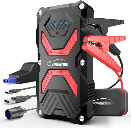 YABER YR600 Jump Starter, 13800mAh 1000A auto startmotor (voor maximaal 6.0L Benzine of 5.0L Diesel) IP67 Waterdichte Jump Starter Batterij voor Noodgevallen