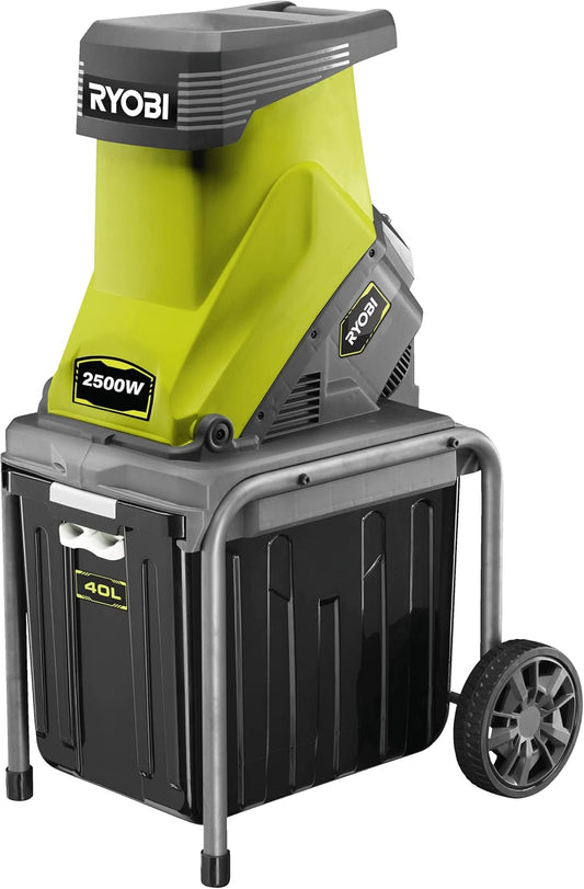 RSH2545B Tuinhakselaar, elektrische hakselaar, geschikt voor struiken, takken en andere zachte materialen, veiligheidsstopper, 2500 W, 40 l opvangbak