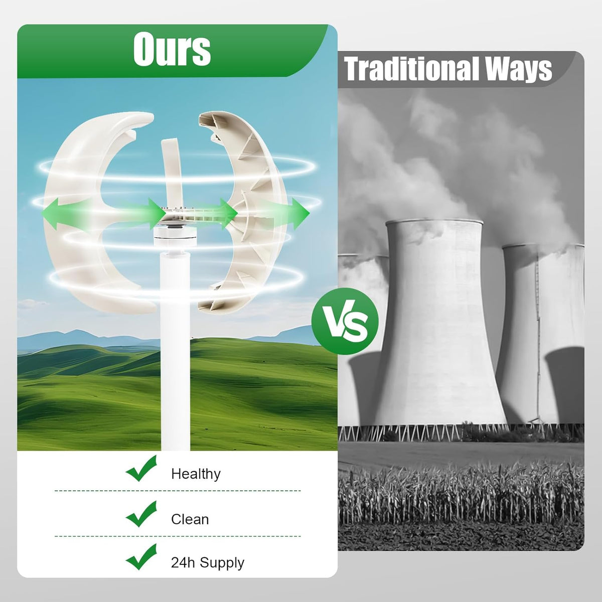 OUKANING 600W Lantern Design Wind Turbine Vertical Wind Turbine for Home, Low Start Wind Speed (2m/s), Quiet with IP67 Controller, for Home, Boat, Garden - QUORE