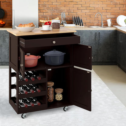 Keukentrolley – Keukenkast – Serveerwagen – Opbergtrolley – Rolwagen – MDF Hout – Wieltjes Met Rem – Compact Mobiel Organiseerbaar