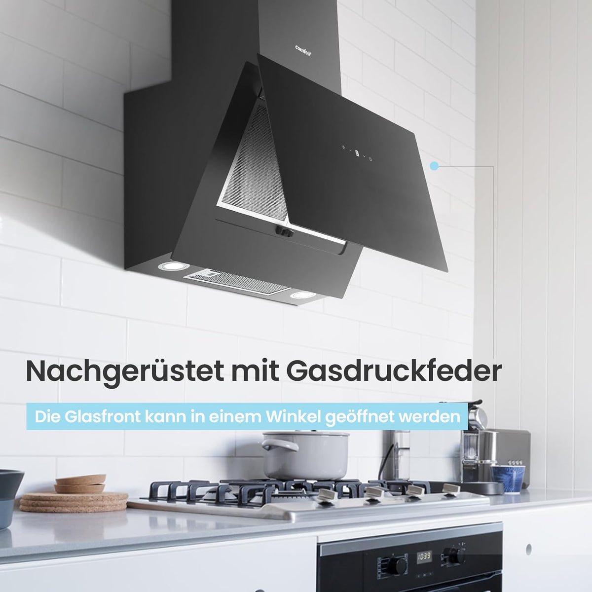 Afzuigkap 60 Cm Zwart – Wandafzuigkap – Schouwafzuigkap – Dampkap – Wasemkap – 650 M³/U – 4 Snelheden En Gebarenbediening