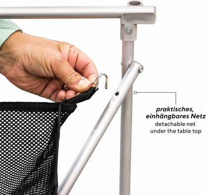 Uquip Aluminium vouwtafel Mercy voor 4 personen, veel beenruimte, extra opbergruimte