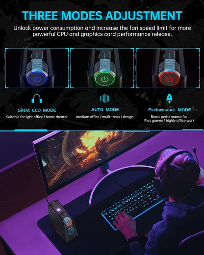 ACEMAGICIAN HISTTON Mini-pc, AMD Ryzen 5 5600U (tot 4,2 GHz), 16 GB DDR4, 512 GB SSD M.2 met 3-modi-aanpassing, HDMI/DP/Type-C/RGB Micro desktopcomputer