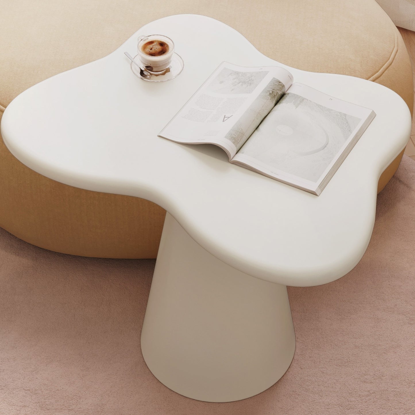 Bijzettafel – Sidetable – Nachtkastje – Koffietafel – Banktafel – Onregelmatig Design – Ruimtebesparend & Stabiele Pedestalvoet – Hoogwaardig Hout & Eenvoudige Montage