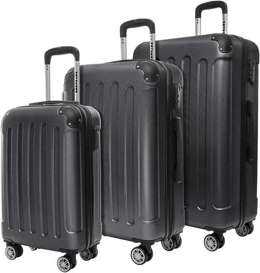 TRVLMORE Kofferset - 3 Delig - 38L Handbagage + 110L Ruimbagage - Lichtgewicht - Trolley - Reiskoffer Set - Zwart