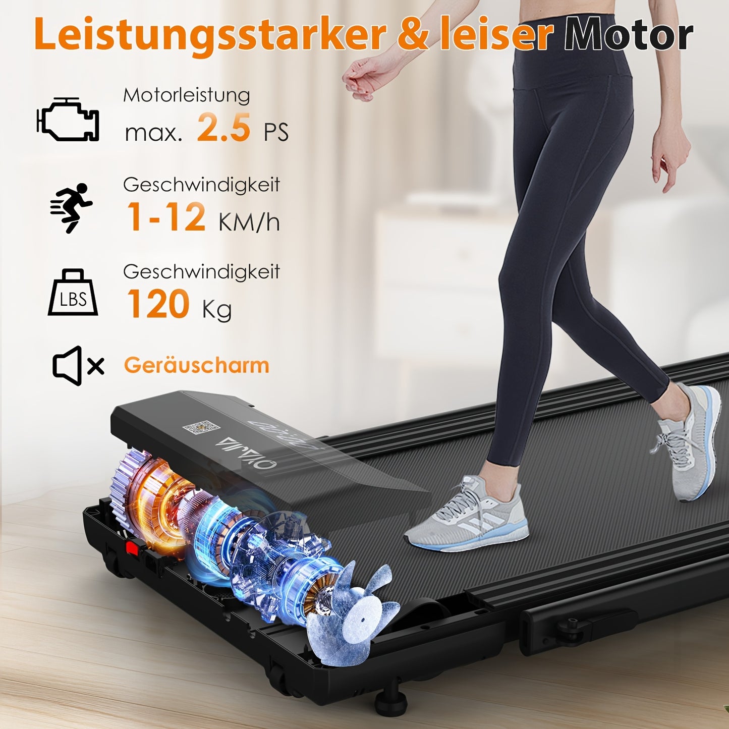 Loopband – Wandelband – Treadmill – Wandelmachine – Fitnessapparaat – Inklapbaar Design – Groot Loopoppervlak 15,7×39,3 inch – 0,75HP Motor 1-12 km/h – Slimme App Bediening – LED Display – Stil en Compact