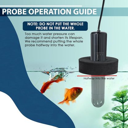 7-in-1 Slimme Waterkwaliteit Tester, Draadloze WiFi Water Monitor Meet pH/ORP/TDS/EC/Zoutgehalte/SG/TEMP, Waterkwaliteitsmeter met App Verbinding en Real-Time Meldingen voor Aquarium, Zoutwater, etc.