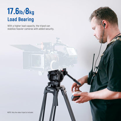 NEEWER Basic 74 inch videostatief met vloeistofkop, metalen camerastatief met gladde wrijvingsdemping, middenniveau, snelkoppelingsplaat compatibel met Manfrotto 501, max. belasting 18 kg, TP37