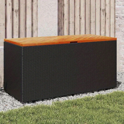 Tuinkist – Opbergbox – Tuinopbergbox – Kussenbox – Tuinbox – Geweven Poly Rattan & Acaciahout – Weerbestendig Ontwerp – Ruime Afmetingen 110x50x54 cm