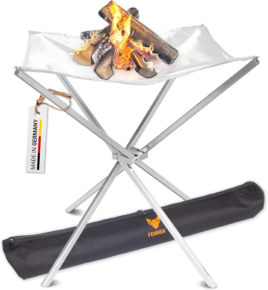 FENNEK HIGHFIRE | Vuurnet - hoogwaardig/draagbaar | van hittebestendig edestaal | met tas | perfect voor thuis of mobiel gebruik | XL formaat/60 x 60 x 63 cm