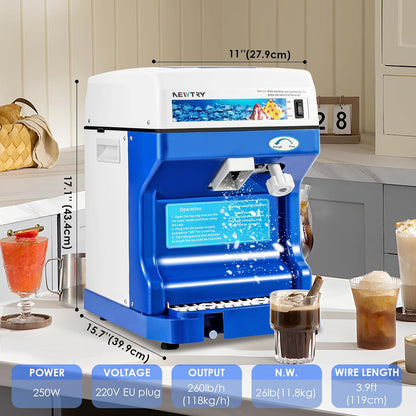 Elektrische IJsmolen – IJscrusher – Ijsmachine – IJsblokjesmolen – Ijsschaver – 250W Motor – Instelbare Dikte
