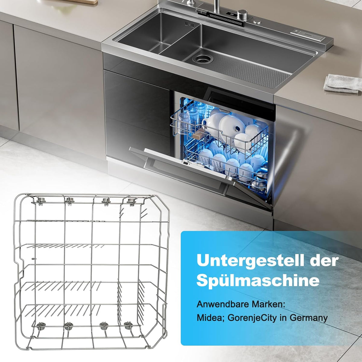 2025 Upgraded Vaatwasser, onderste serviesmand, vervanging voor Midea Gorenje, Samsung vaatwasser