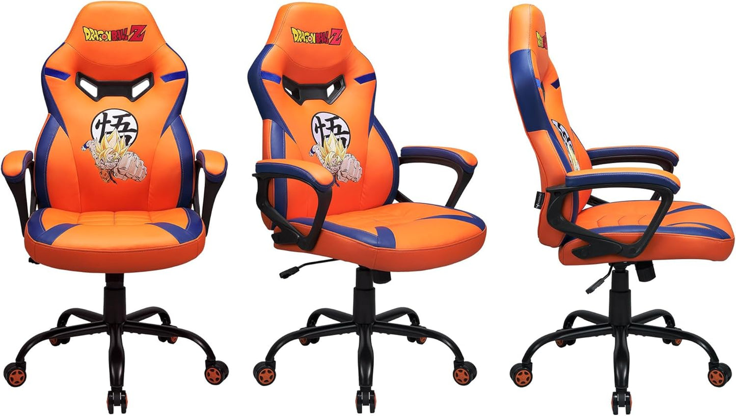 Subsonic Dbz Dragon Ballz Gaming Stoel Of Kantoorstoel, Pop Gamer Stoel Voor Kinderen, Comfortabele Schommelstoel, Geïntegreerde Hoofdsteun En Armleuningen, Ergonomische, In Hoogte Verstelbaar Oranje