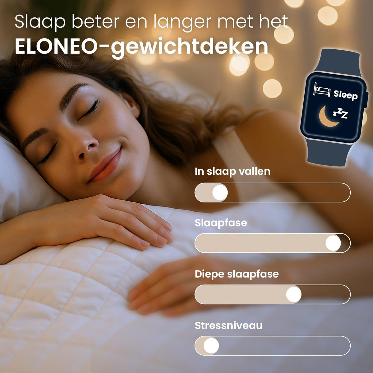 ELONEO verzwaringsdeken 200x200 cm met 9 kg, TÜV- en Oeko-Tex-gecertificeerd, weighted blanket van 100% katoen, ontspanningsdeken & anti-stress therapiedeken, zware deken om onder te slapen