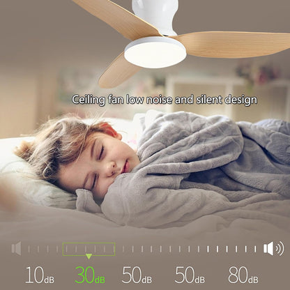 Plafondventilator met ledlicht, stil, plafondlamp, ventilator met afstandsbediening, 107 cm, omkeerbaar, DC-ventilator, 6 snelheden, timer voor eetkamer, woonkamer