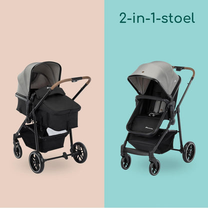 Bebeconfort Haze Trio Lux, 3 in 1 Kinderwagen Set Met Autostoeltje (i-Size), 0-4 jaar (max. 22 kg), 2-in-1-Zitting, Vlakke Ligstand, Compact Inklapbaar, Lichtgewicht Combi Wandelwagen, Tinted Grey