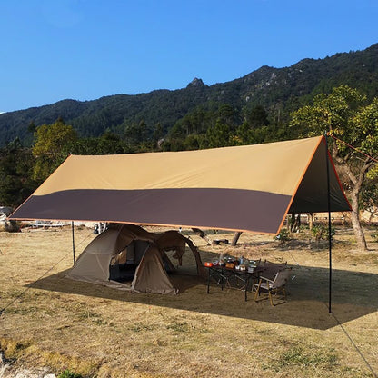 Campingzeil, 4,4 x 6 m groot, schuilplaats voor 8 personen, campingtent (met palen)