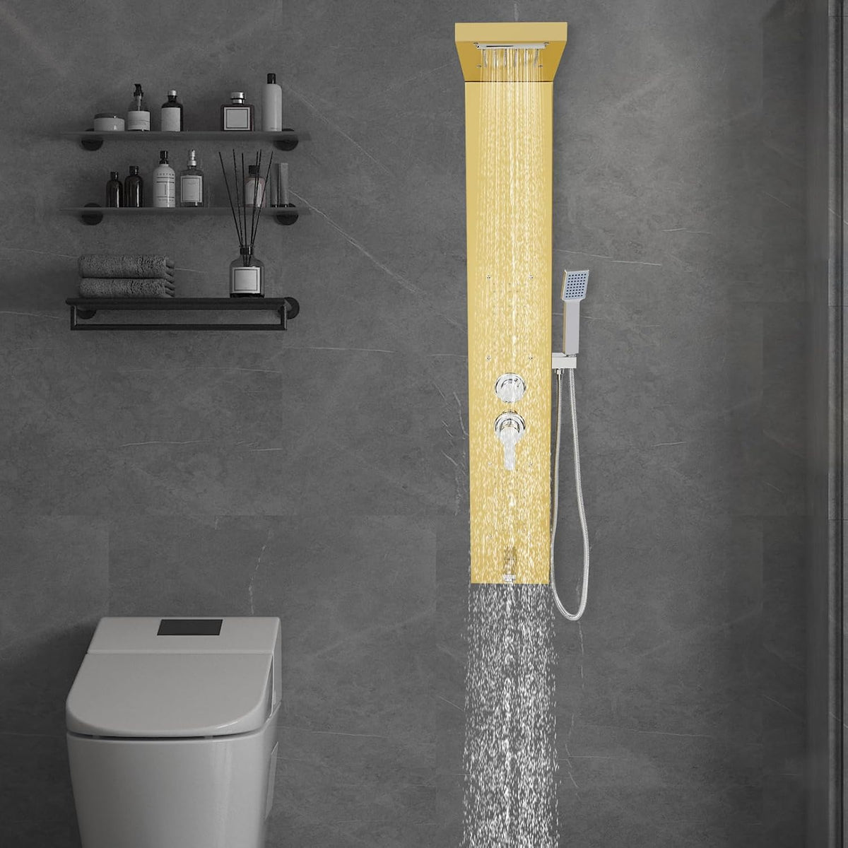 Douchepaneel – Douchekolom – Douchesysteem – Regendouche – Wanddouche – 5-In-1 Functie – Roestvrij Staal 50x125 cm