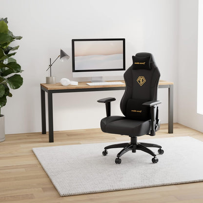Anda Seat Phantom 3 Gamingstoel, ergonomische bureaustoelen, liggende videogame-gamestoel, nek- en lendenrugsteun - grote premium zwarte pvc-lederen gamingstoel voor volwassenen