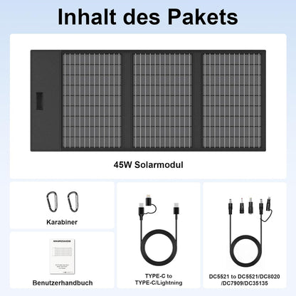 Opvouwbaar zonnepaneel 45 W zonne-oplader zonnepaneel