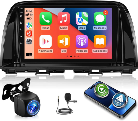 Android Autoradio – Auto Multimedia Systeem – Radio Navigatie Unit – 9 Inch Touchscreen – Voor Mazda CX-5 2012-2015 – Wireless CarPlay & Android Auto – Ingebouwde Achteruitrijcamera - QUORE