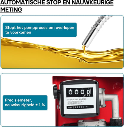 Bio dieselpomp stookoliepomp zelfaanzuigend 230V/750W 80l/min automatisch pistool overhevelingspomp
