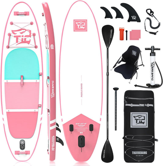 TIGERXBANG Stand Up paddleboards 323 x 81 x 15 cm丨305 x 76 x 15 cm met hoogwaardige board-accessoires, opblaasbare paddleboards voor volwassenen/kinderen, staand paddleboarden