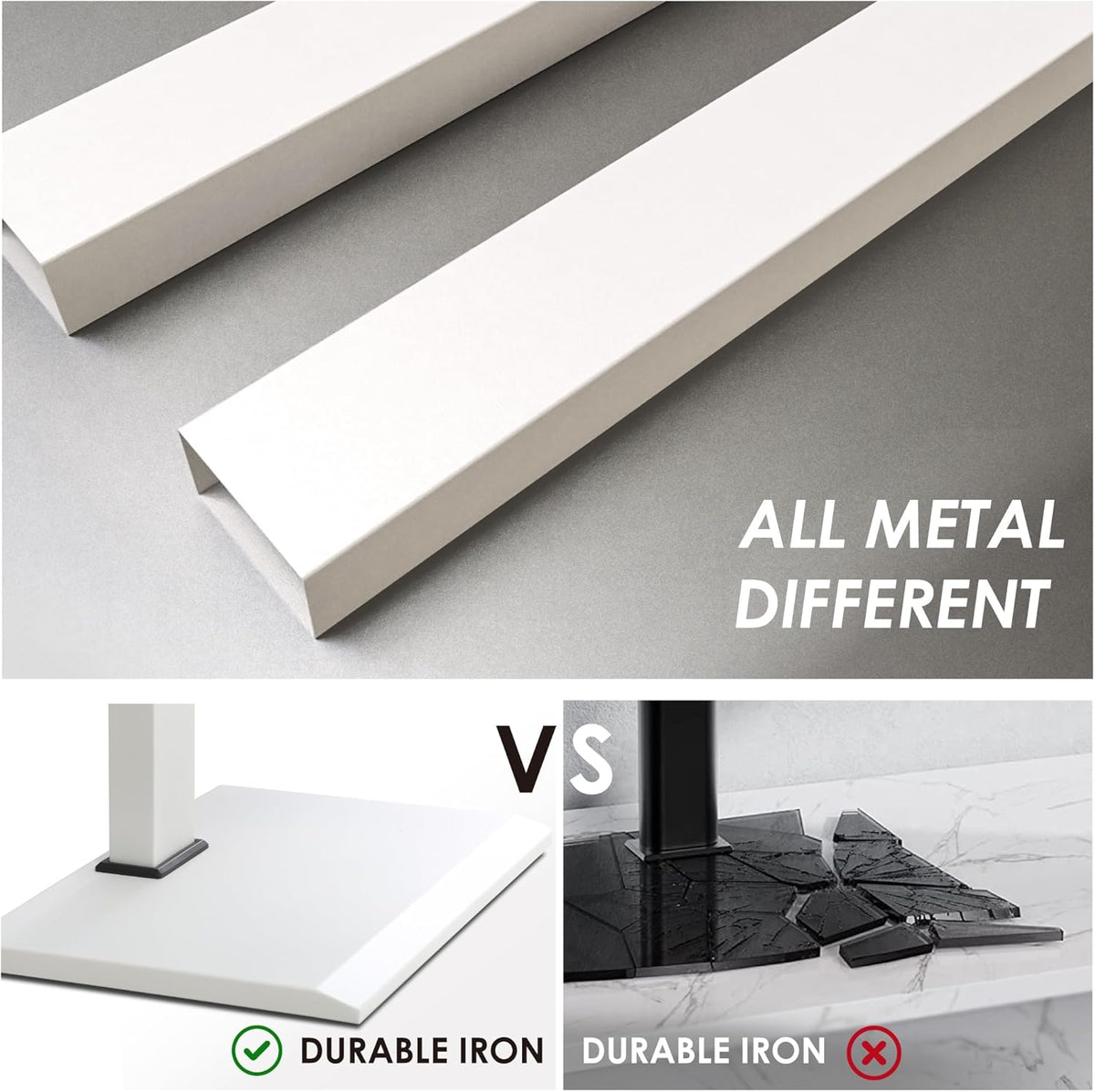 Vloer TV standaard – TV standaard – TV vloerstandaard – TV stand – Vloermodel TV standaard – 32-75 inch, draaibaar, kantelbaar en in hoogte verstelbaar – Max. draagkracht 40 kg, VESA 200x200-600x400 mm, wit
